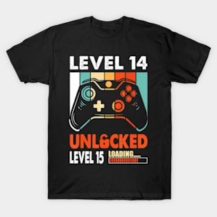 Level 14  Level 15 Loading 14th Birthday Video T-Shirt